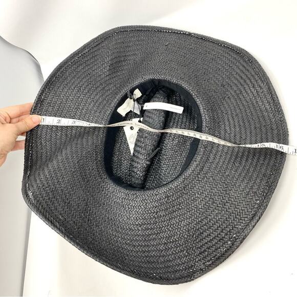 NEW Treasure & Bond Black Lace Print Straw Large Floppy Beach Boho Summer Hat - Picture 5 of 5
